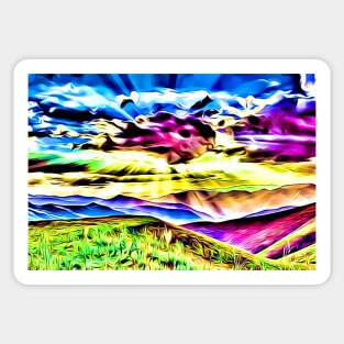 Let Heaven Come Sunbeams Purple Aesthetic Impressionist Landscape Sticker